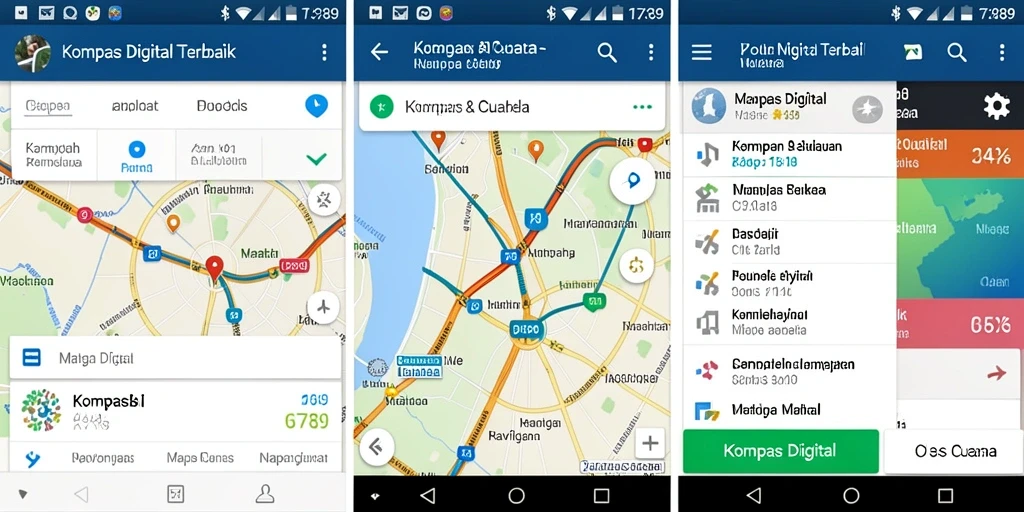 Tampilan antarmuka C789 dengan fungsi kompas digital yang intuitif.