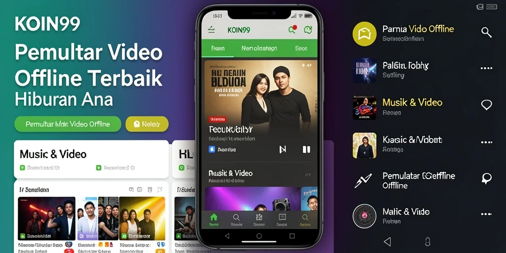Tampilan antarmuka KOIN99 yang sederhana dan menarik untuk Pemutar Video Offline.